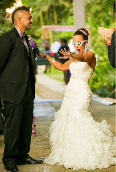 Frances Henriques's son, Sean Paul, with his wife, Jodi Stewart, during their wedding.